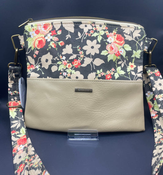 Alyssa Crossbody- Tan Flowers Bring May Showers