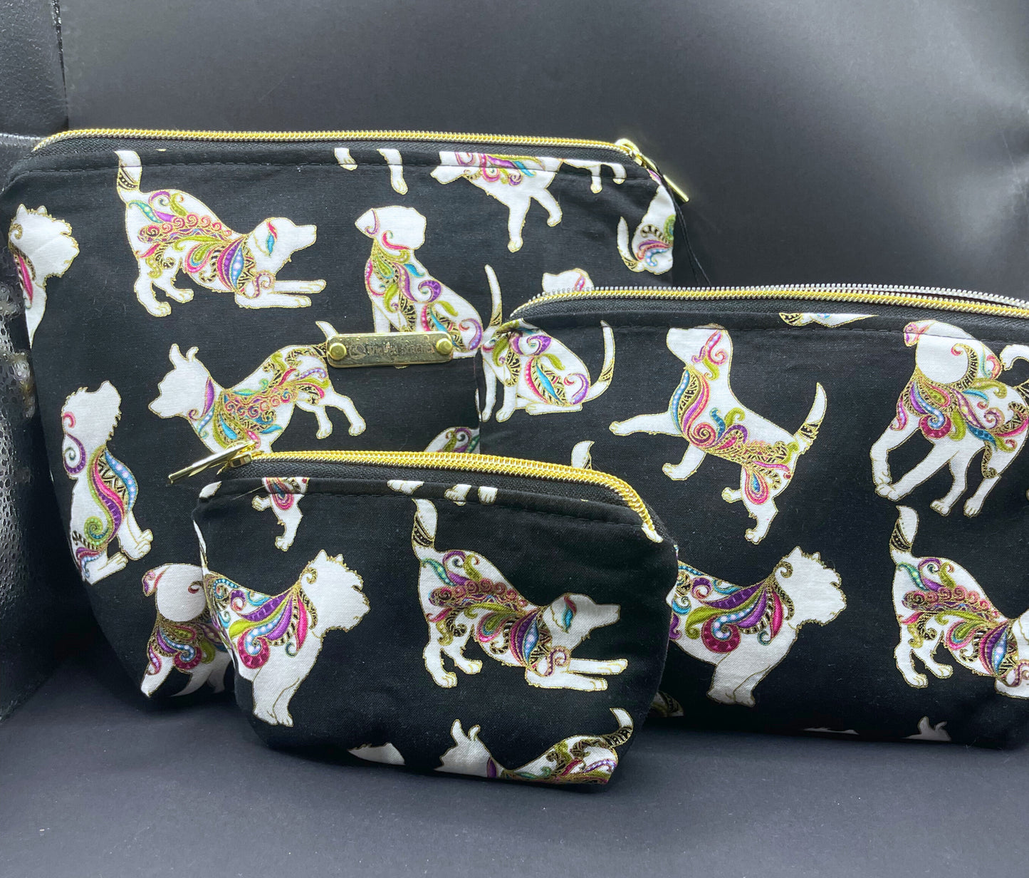 Set of Three Zipper Pouches- the Doggone Best