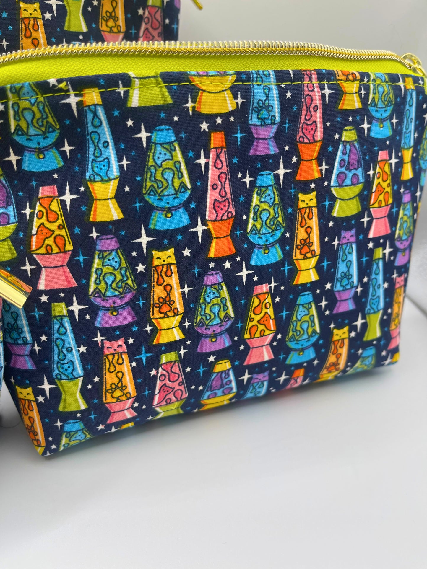 Set of Three Zipper Pouches- One Groovy Cat