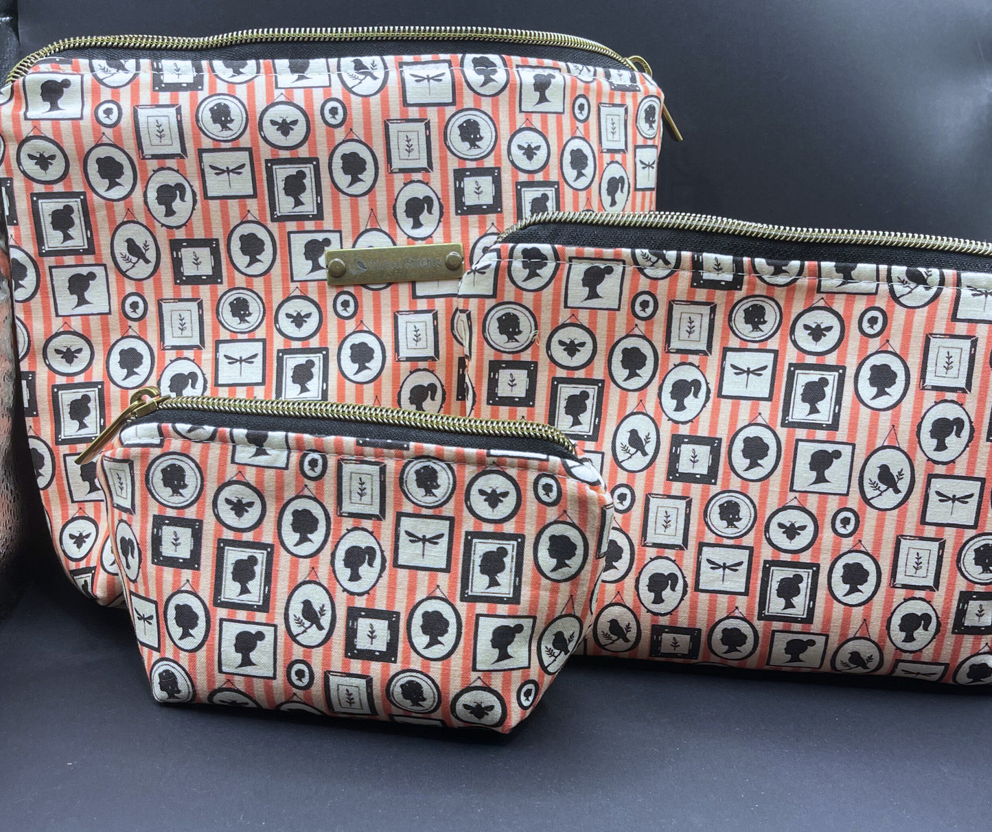 Set of Three Zipper Pouches- Pink with Envy
