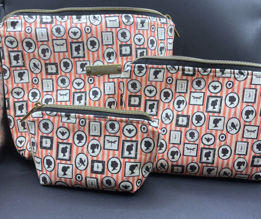 Set of Three Zipper Pouches- Pink with Envy