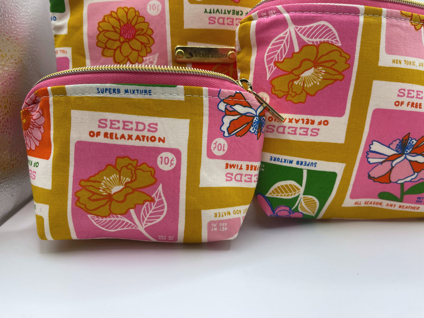 Set of Three Zipper Pouches- Sewing Seeds of Love