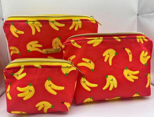 Set of Three Zipper Pouches- Orange You Glad I Didn't Say Banana?