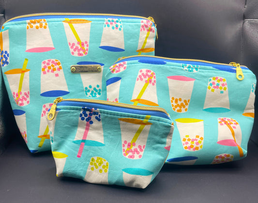 Set of Three Zipper Pouches- Poppin' Bottles