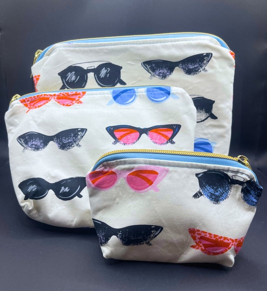 Set of Three Zipper Pouches- I Wear My Sunglasses at Night