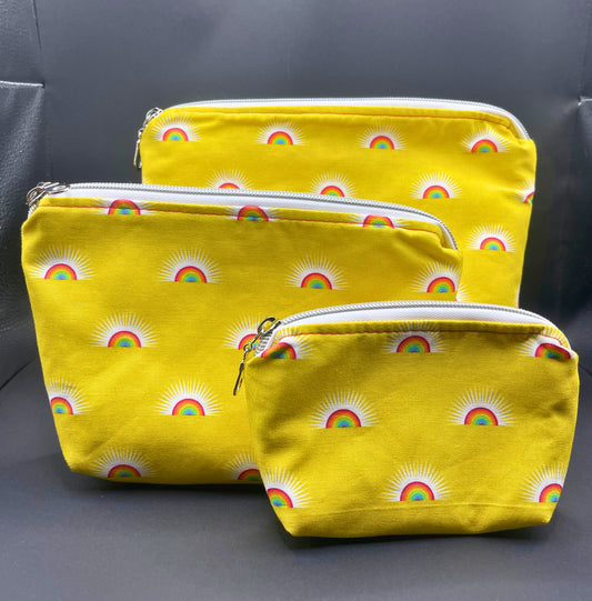 Set of Three Zipper Pouches- The Rainbow Connection