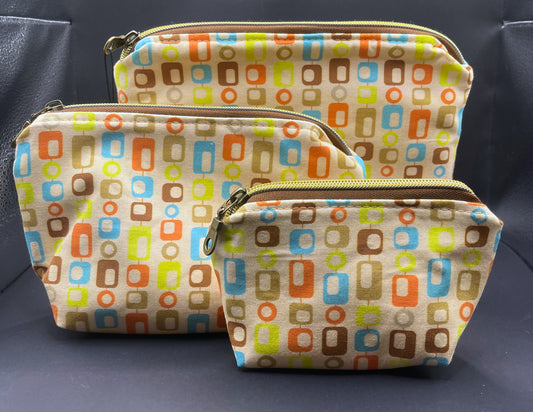 Set of Three Zipper Pouches- Your Grandma's Curtains