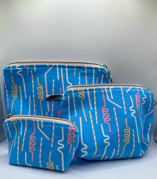Set of Three Zipper Pouches- Silly Straw = Silly Life